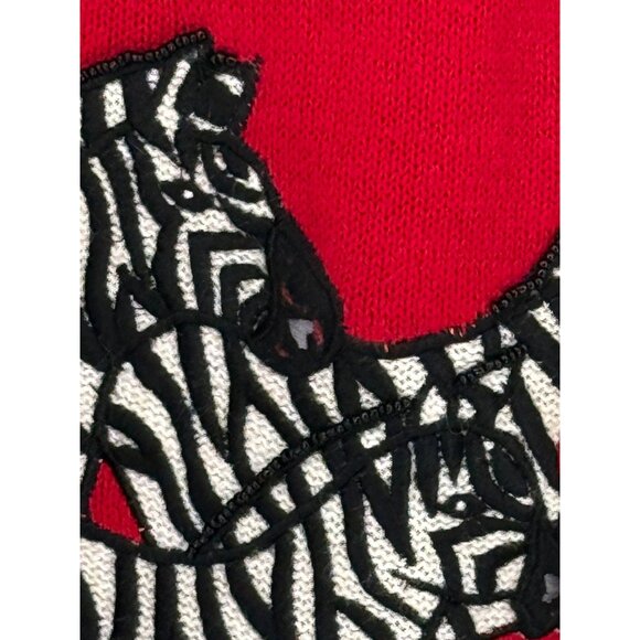 Ronnie Salloway Womens Red Knit Cardigan‎ Zebra Pattern M - Picture 5 of 8